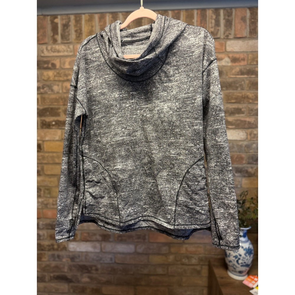 Lululemon Scuba Hoodie Cowl Neck Pullover Space Dye Black White Size 10